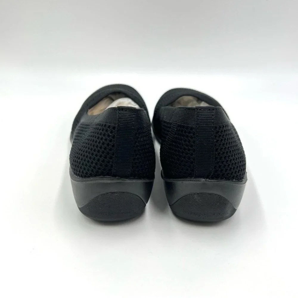 NEW LifeStride Womens‎ Size 6.5 Immy Black Knit Slip On Low Wedges Loafers Shoes